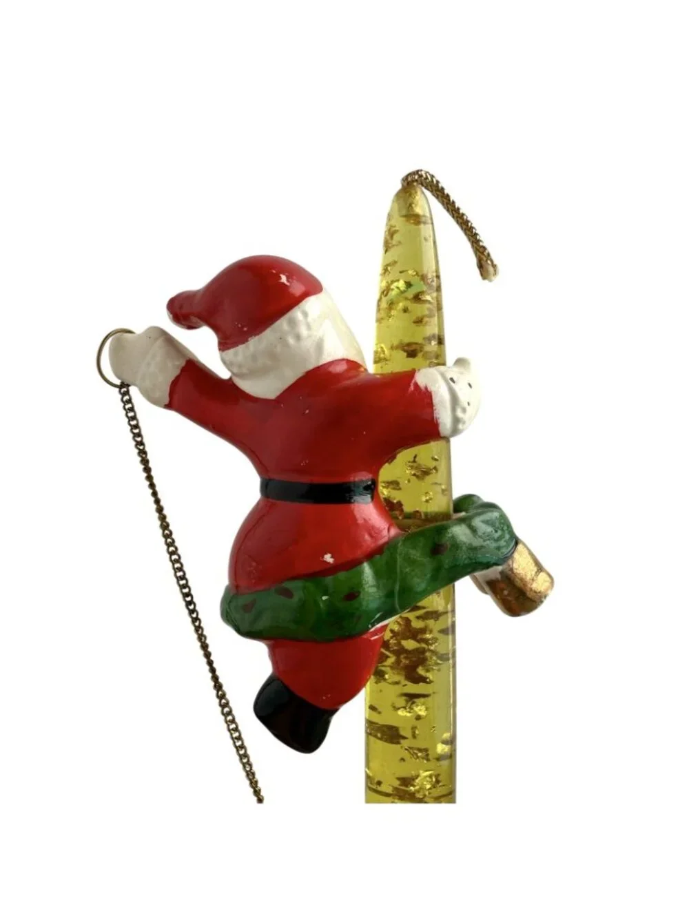 Vintage Dan Brechner Santa Claus & Reindeer Candle Climber Holder *READ*